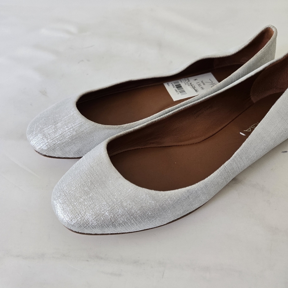 Via Spiga Lilac Sulver Ballet Flats Linen Leather Round Toe Classic size 7.5 - Picture 3 of 13